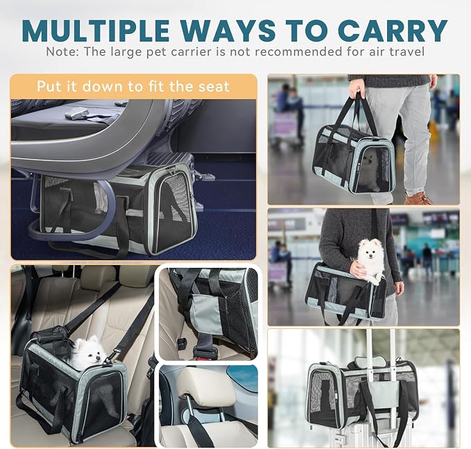 19 x 12 x 12 Large Cat Car Carrier – Roomy Escape-Proof Cat Car Seat - Image 3