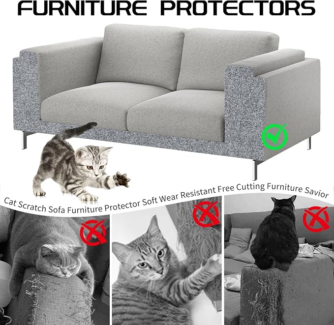 2 Pcs Total 78.8"x15.8" Cat Scratch Mat, Cat Scratch Couch Furniture Protector - Image 3