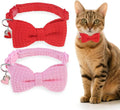 Cat Collar Breakaway with Bells, Soft Cotton Pink Cat Bowtie Collar by DILLYBUD