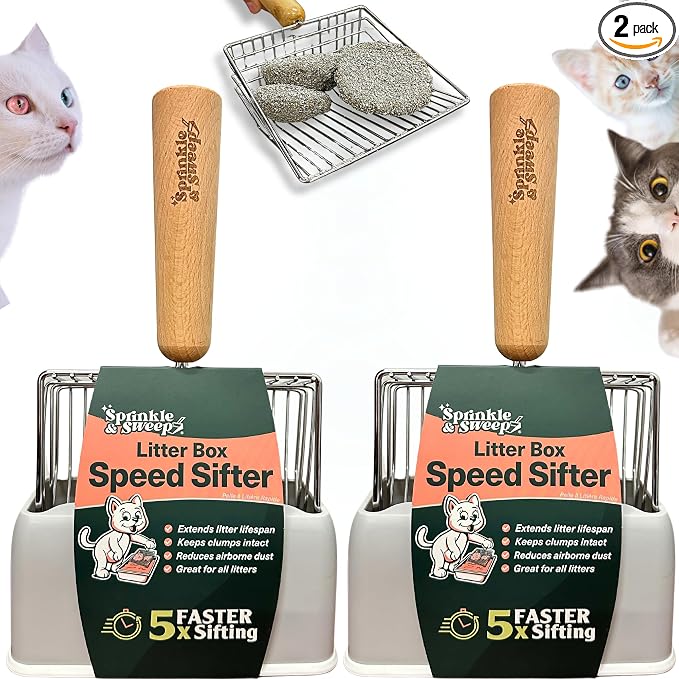 2 PACK Sprinkle & Sweep Metal Cat Litter Scoop by SprinkleSweep