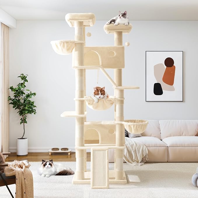 Allewie 81 Inches Tall Cat Tree/Multi-Level Large Climbing Tree House and Towers - Image 2