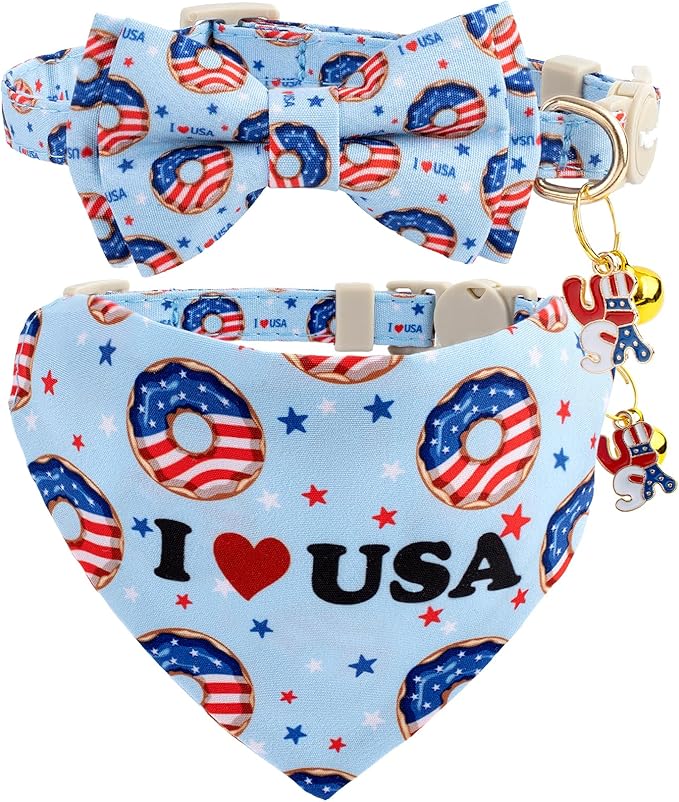 Faygarsle 2 Pack Patriotic Cat Collar Set by Faygarsle