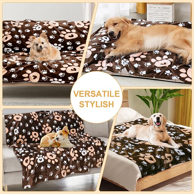 Dog Blankets 3 Pack for Large Medium Pet Cat, Soft Fuzzy Washable Blanket - Image 3