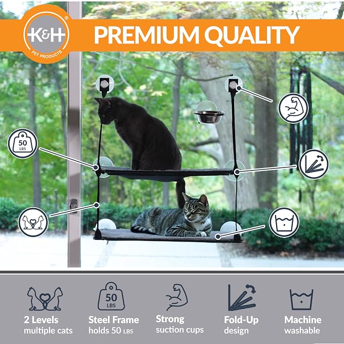 K&H Pet Products EZ Mount Double Stack Cat Window Perch - Image 2
