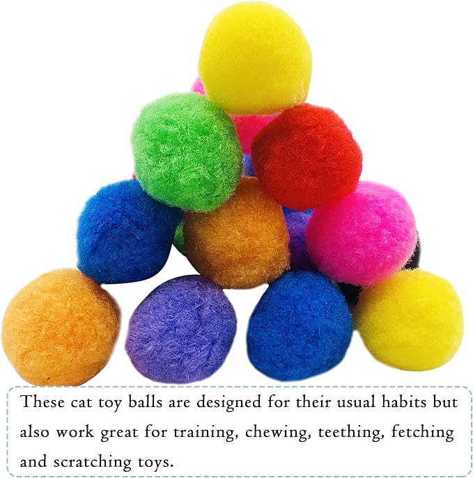 PET SHOW 100pcs 1.5"/3.8cm Cat Toy Balls Bulk Soft Kitten Pompon Toys Indoor - Image 7