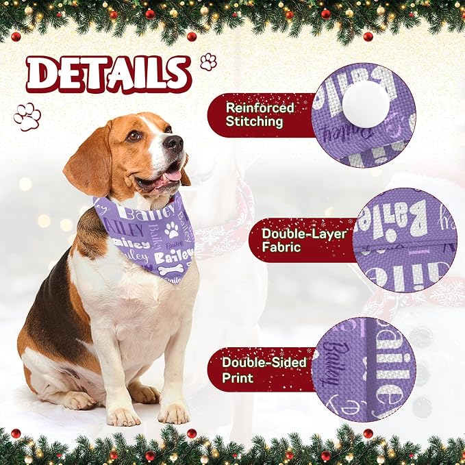 Personalized Dog Bandanas Custom Neckwear Name Button Anti-loosening Dog Scarf - Image 3