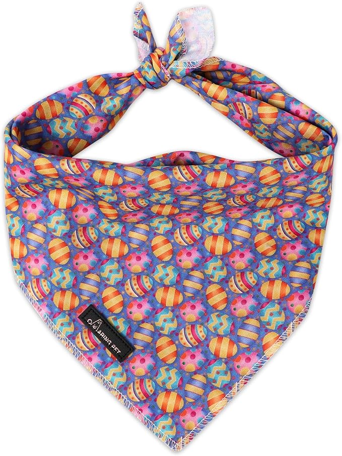ARING PET Easter Dog Bandanas, Cute Purple Colorful Eggs Pet Bandana Scarf by ARINGPET