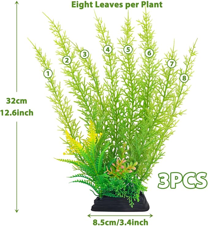 Fish Tank Accessories Large Plants, Aquarium Decor Plastic Plants 3pcs - Image 2