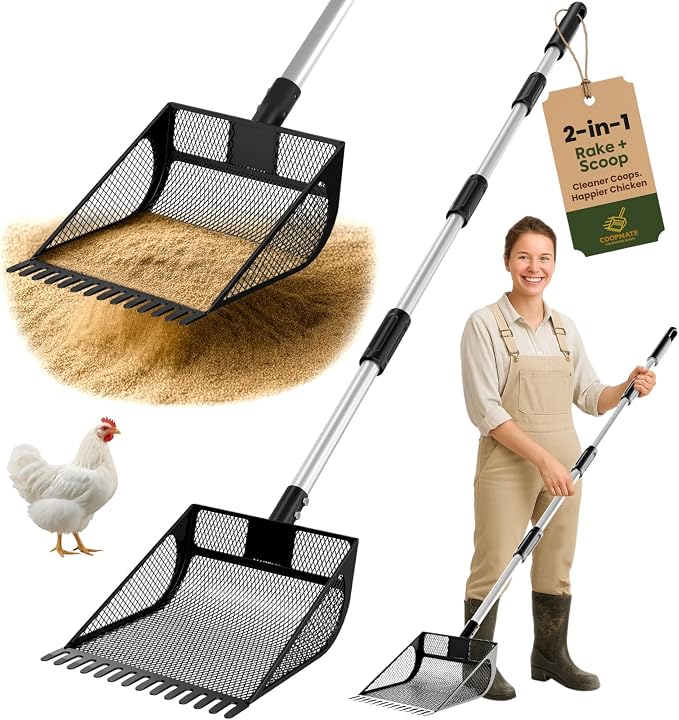 2-in-1 Chicken Coop Poop Scooper and Rake by Unknown