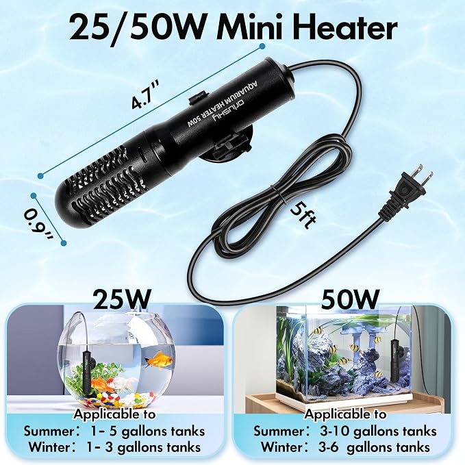 Orlushy 25W Small Submersible Aquarium Heater, Constant Temperature Betta Fish - Image 2