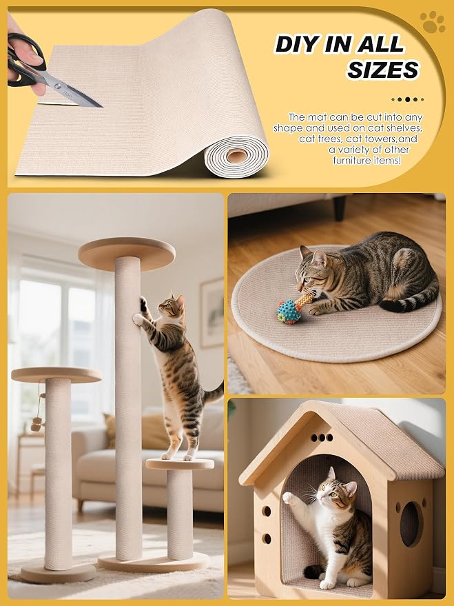 2PCS 39.4"x15.8" Cat Scratch Mat, Trimmable Self-Adhesive Carpet, DIY Climb Cat - Image 3