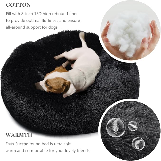 Calming Donut Dogs Beds for Small Dogs Washable, 28inch Plush Round Pet Bed for - Image 6
