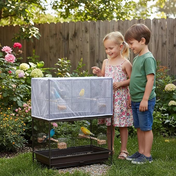 Bird Cage Seed Catcher, Mesh Net Cover Guard Soft Airy Cage Net Stretchy Skirt - Image 6