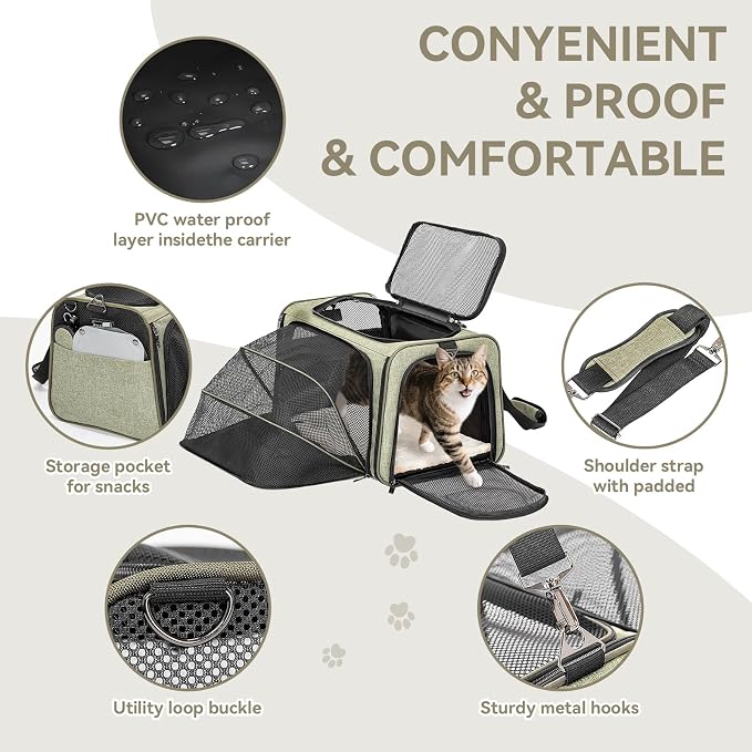 Petsfit Expandable Rabbit Carrier Small Cat Carrier Airline Approved - Image 6