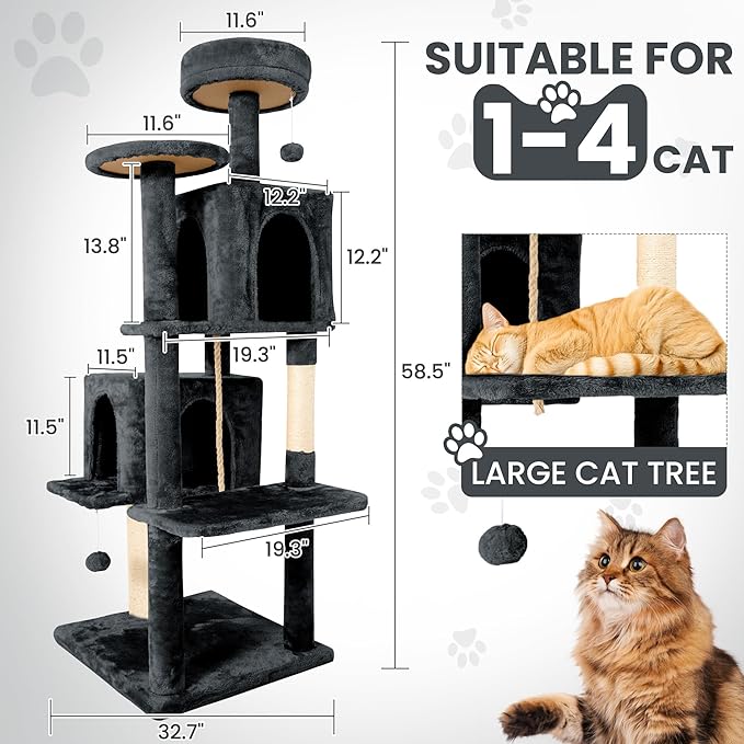 58.5inch Large Cat Tree Tower Condo - Image 6