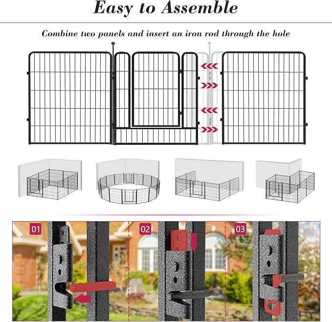Dog Playpen 32 inch 40 Panels Indoor Outdoor Dog Pen - Image 5