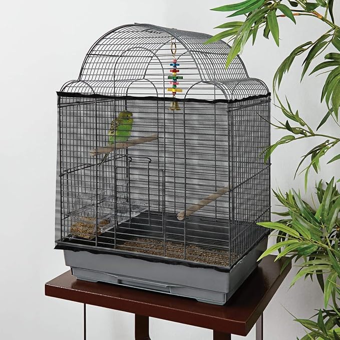 Adjustable Bird Cage Seed Catcher Net Cover Elastic Band Mesh Cover Black - Image 7