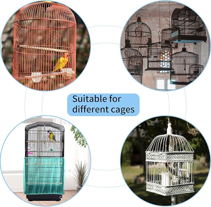 Daoeny Universal Bird Cage Cover, Adjustable Seed Feather Catcher, Soft Airy - Image 5