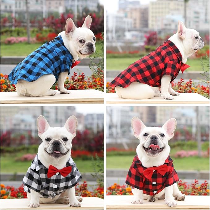 Tongcloud 3 Pack Plaid Puppy Cat & Dog Shirts - Image 2