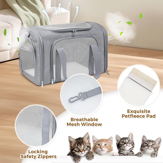 Cat Carrier Soft for Pets Up to 25 Lbs, Cat Travel Bag Soft-Sided - Image 3