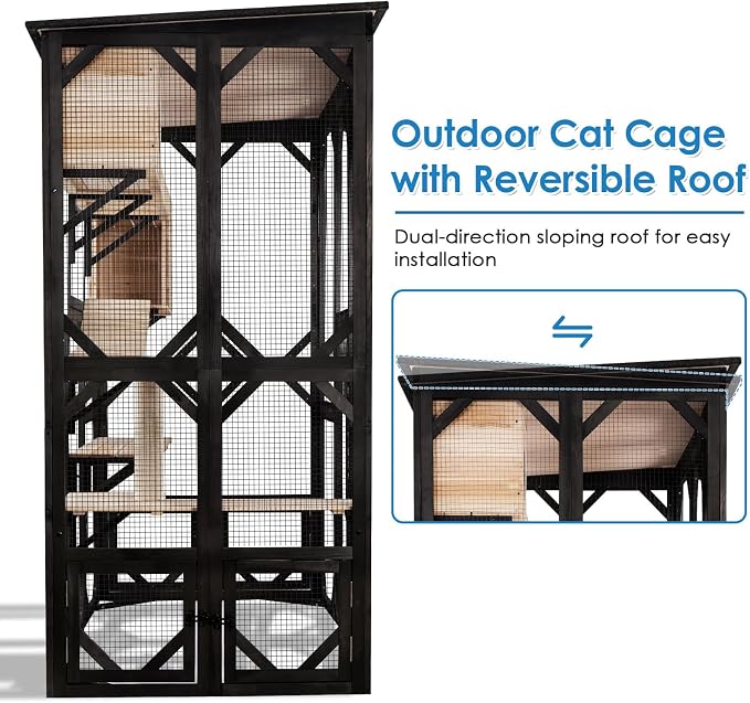 71.1" L Large Cat Catio Outdoor Cat Enclosure Window Acess, Walk-in Cat Cage - Image 8