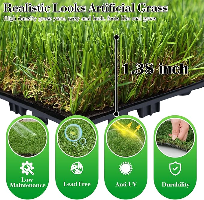 XLX TURF Interlocking Fake Grass Tiles Pad - Image 3