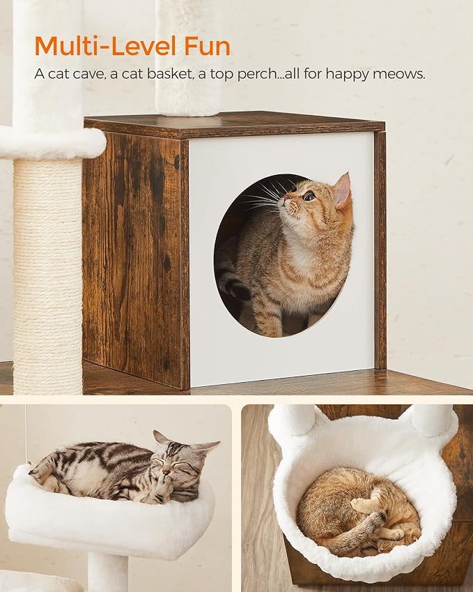 Feandrea Cat Tree with Litter Box Enclosure, 59-Inch Modern Cat Tower, 2-in-1 - Image 7
