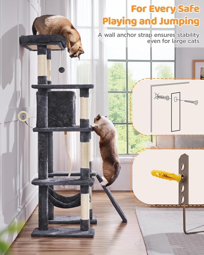 Yaheetech Large Multi-Level Cat Tree, 63 Inches Tall - Image 9