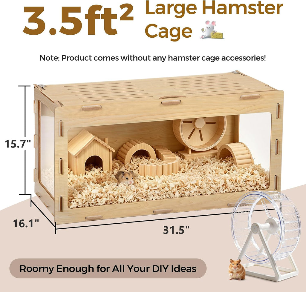 COZIWOW Wooden Hamster Cage, 32x16x16 Inch - GlobalHabitat Supply