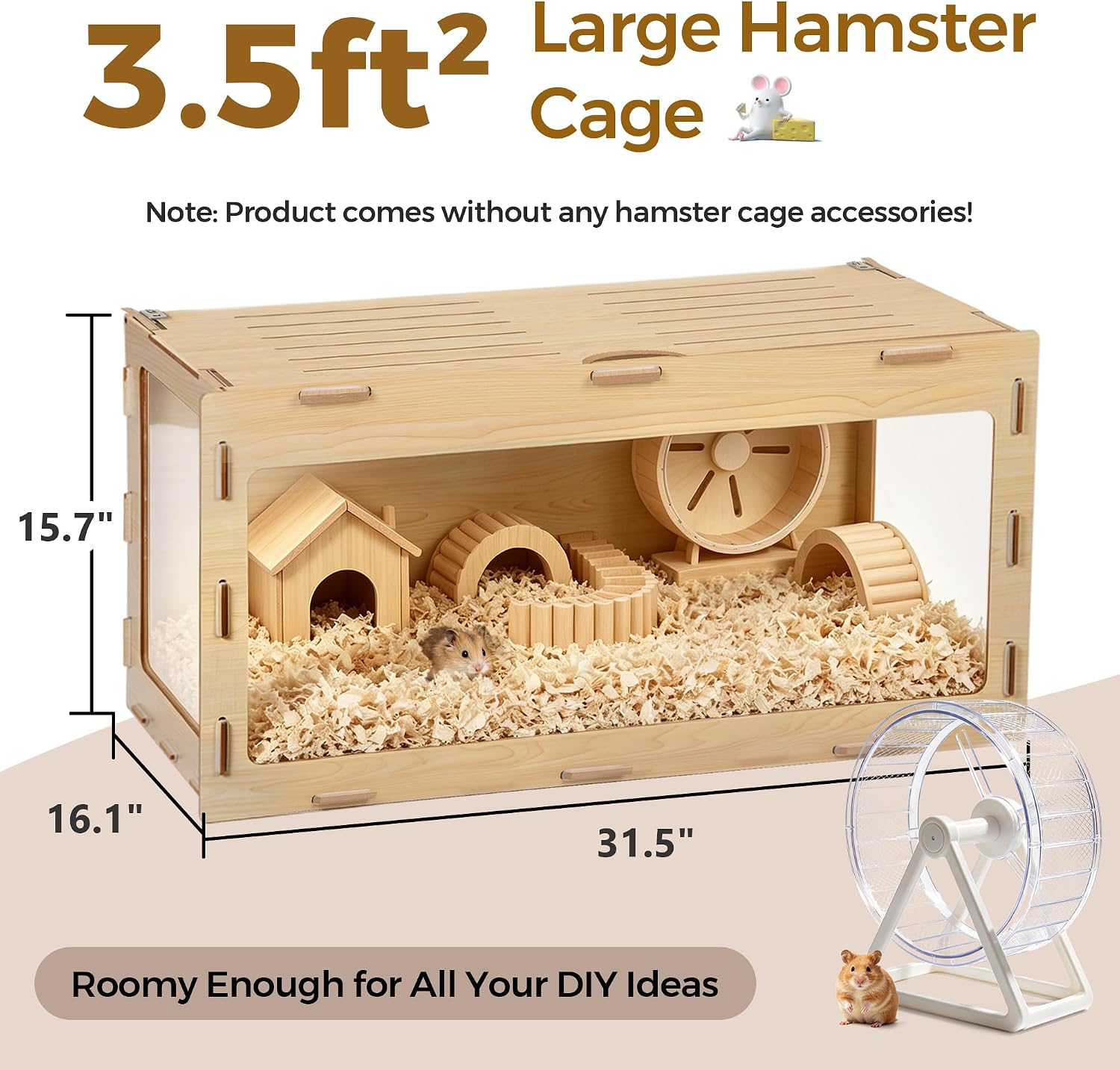 COZIWOW Wooden Hamster Cage, 32x16x16 Inch - GlobalHabitat Supply