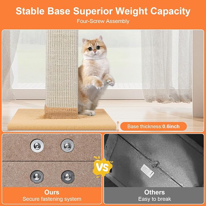 Cat Scratching Post 33 Inch Nature Sisal Cat Scratch Post - Image 5