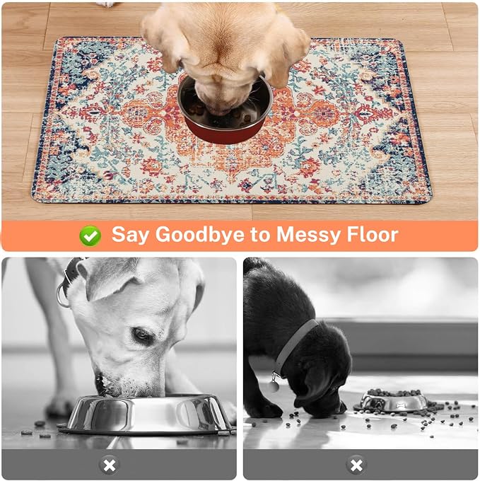 Absorbent Pet Dog Bowl Mat for Food and Water, Pet Cat Food Feeding Mat - Image 3