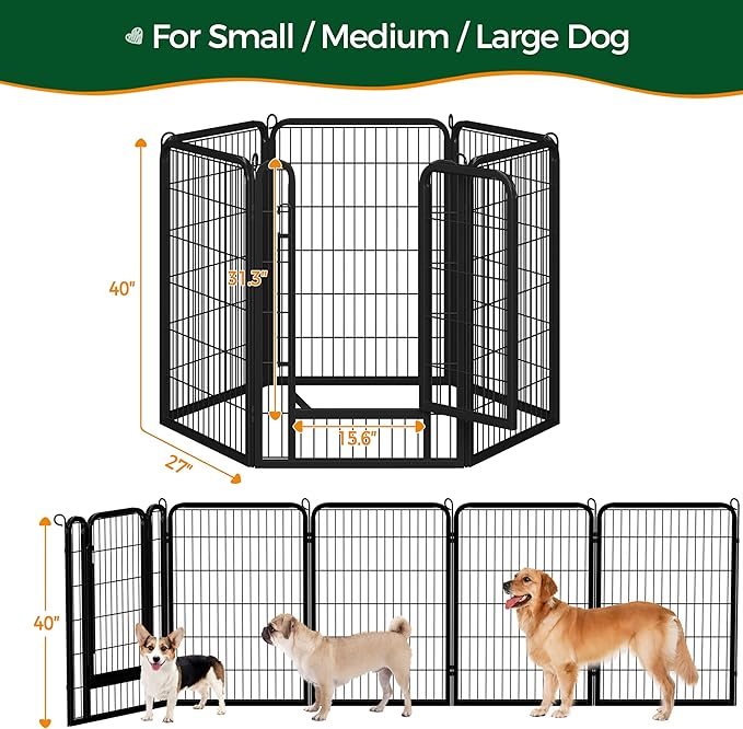 Yaheetech Dog Playpen Outdoor, 40 inch 12 Panels Dog Pen Indoor Heavy Duty - Image 6