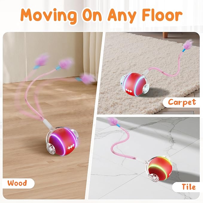 Interactive Cat Toys for Indoor Cats, 3 Modes Electric Moving Cat Ball - Image 7