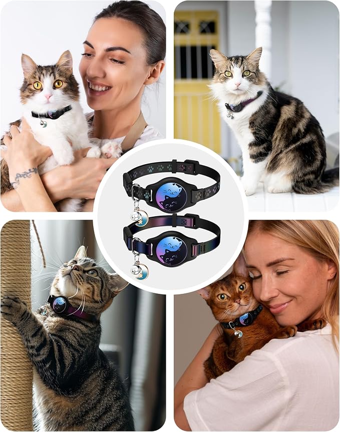 Cat Collar with Airtag Holder, 2 Pack Waterproof Breakaway Kitten Collar - Image 7