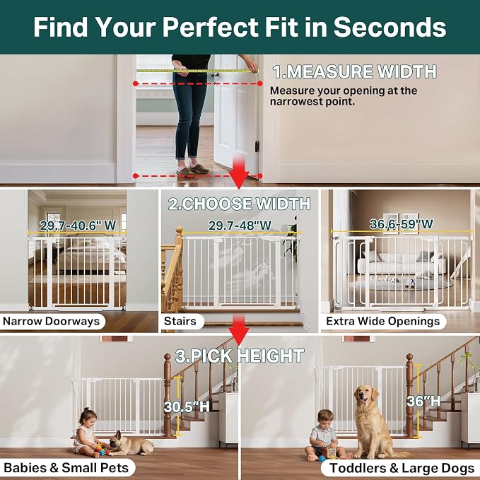 Cumbor 29.7-40.6" Baby Gate for Stairs, Mom's Choice Awards Winner-Dog Gate for - Image 3