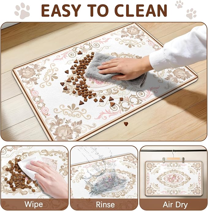 Dog Food Mat for Bowls, Absorbent Quick Dry Dog Cat Mats for Food and Water - Image 6