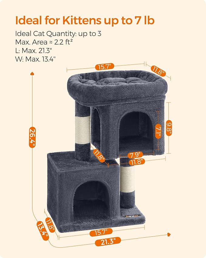 Feandrea Cat Tree, 26.4-Inch Cat Tower, Plush Condo - Image 6