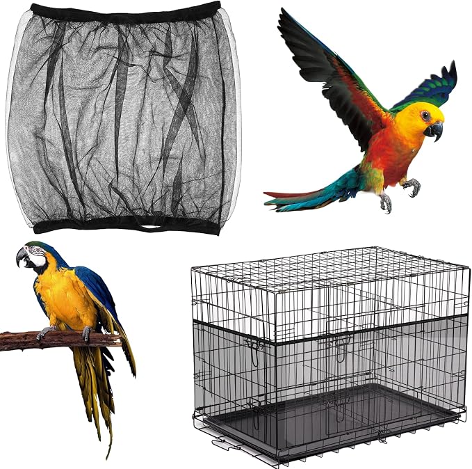 Large Bird Cage Seed Catcher, Stretchy Bird Cage Cover, Soft Nylon Mesh Skirt by Unknown