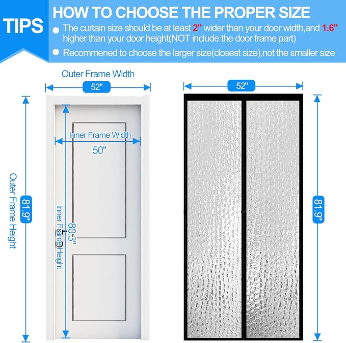 RELIANCER Magnetic Thermal Insulated Door Curtain, Waterproof EVA Door Cover - Image 2