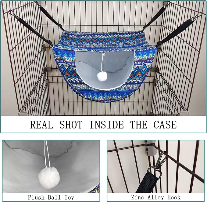 JSPYFITS Cat Cage Hammock with Ball, Double Layer Hanging Adjustable Soft Pet - Image 9
