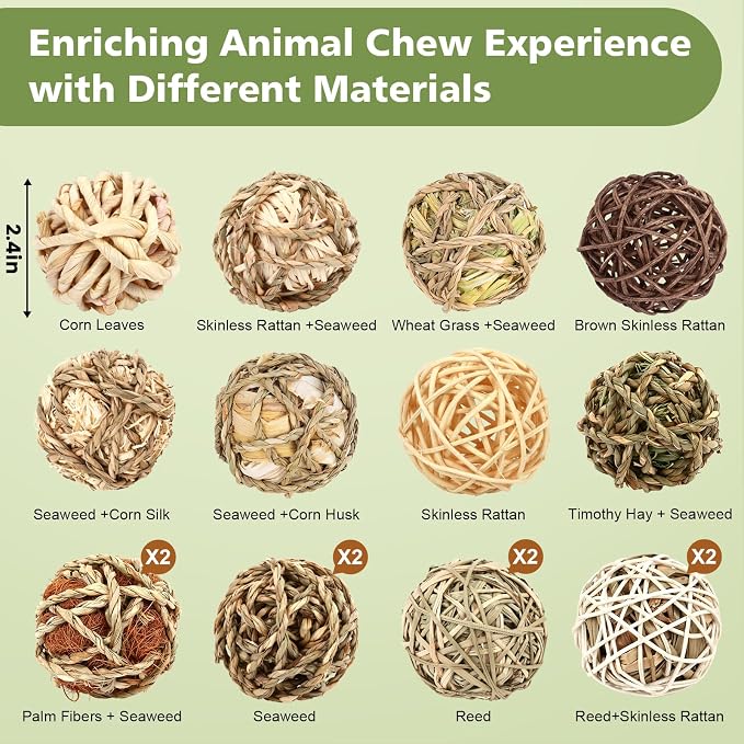 Bunny Chew Grass Balls, Rolling Chew Toys - Image 2