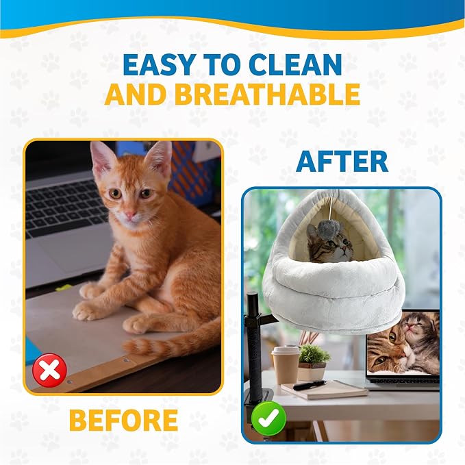 Cat Desk Bed with Scratching Post – Elevated Modern Perch - Image 2