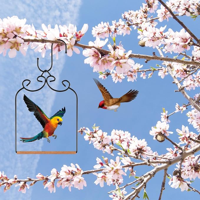 2 Pack Hummingbird Swings and Perches, Metal Frame Bird Swing - Image 3