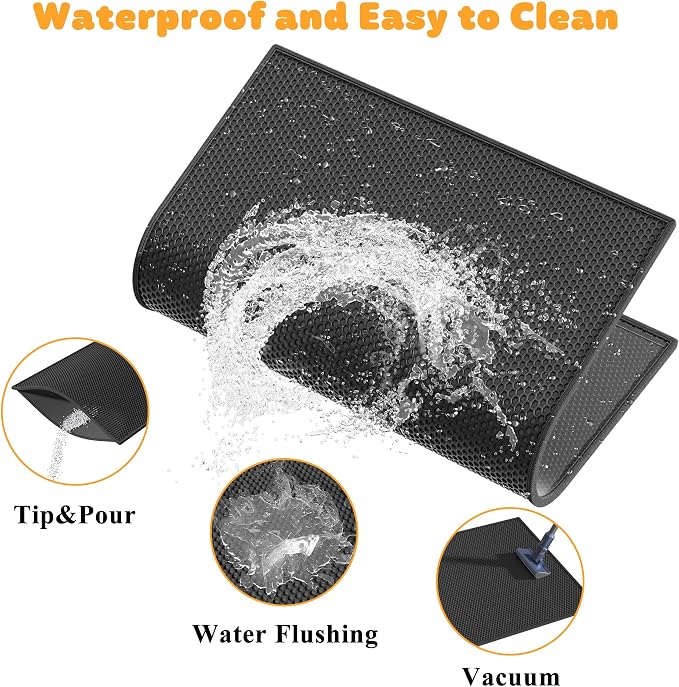 Pieviev 2 Packs Cat Litter Mat Double Layer Waterproof Urine Proof Trapping Mat - Image 7