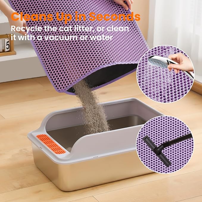 Extra Large Cat Litter Mat, 30x22 Inches Honeycomb Double Layer Cat Litter - Image 5