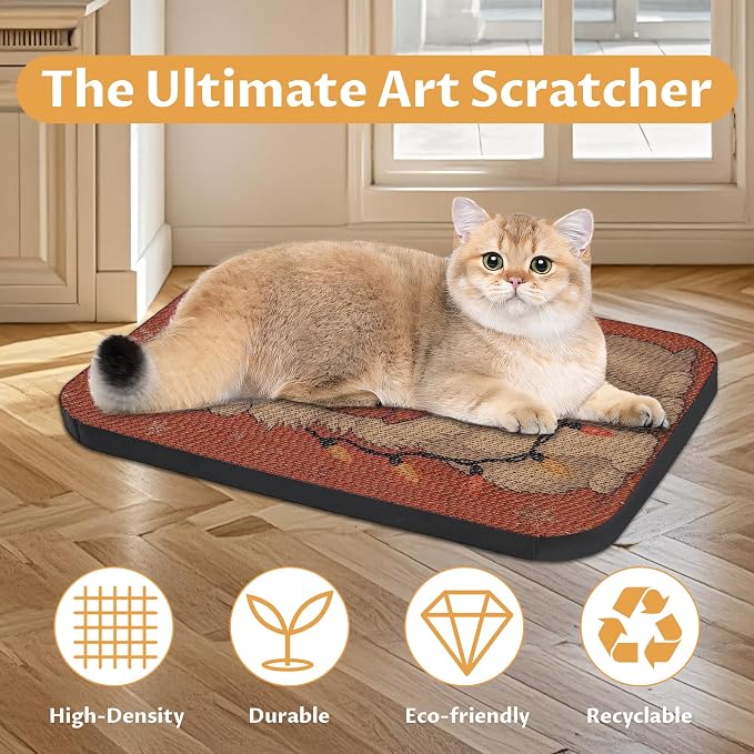2 Packs Art Cat Wall-Mountable Scratching Board 16.7x11x1 Inch Cat Wall Scratch - Image 4