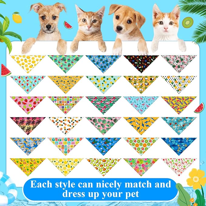 Sanwuta 120 Pcs Bandanas for Dogs Bulk Summer Triangle Dog Bandana Washable Pet - Image 3