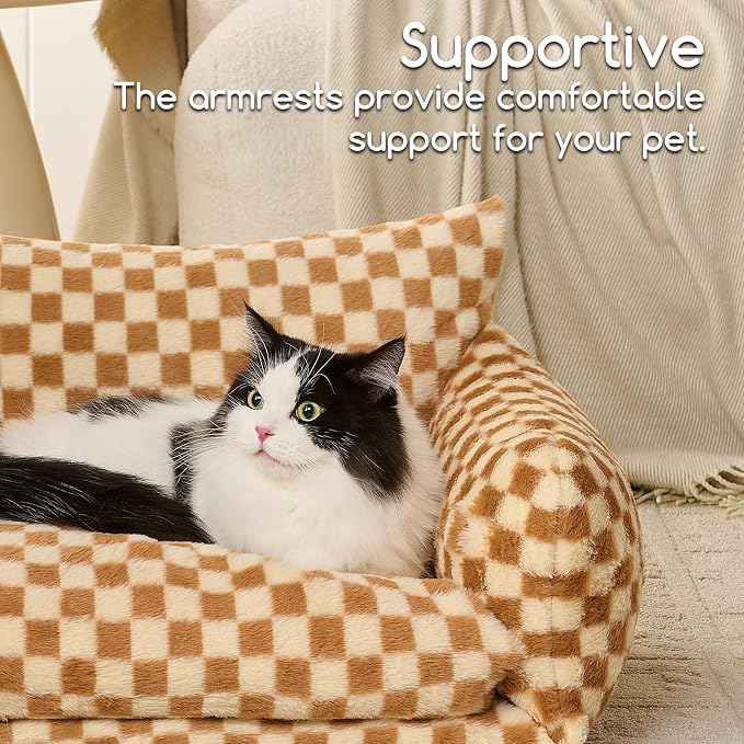Hollypet Cat Bed Fluffy Plush Mutifuctional Double-Layer Soft Pet Couch - Image 4
