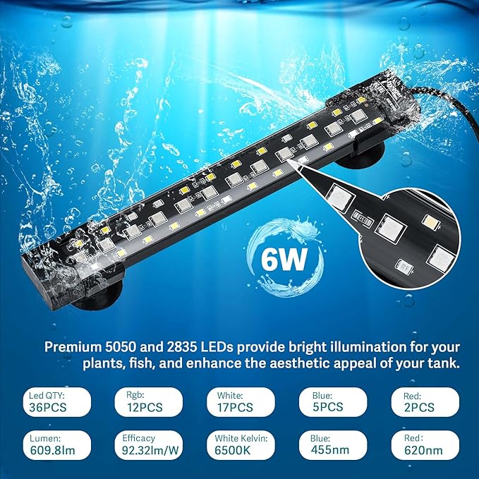 hygger 24/7 Mode Submersible Aquarium LED Light, Full Spectrum Hidden Fish Tank - Image 5